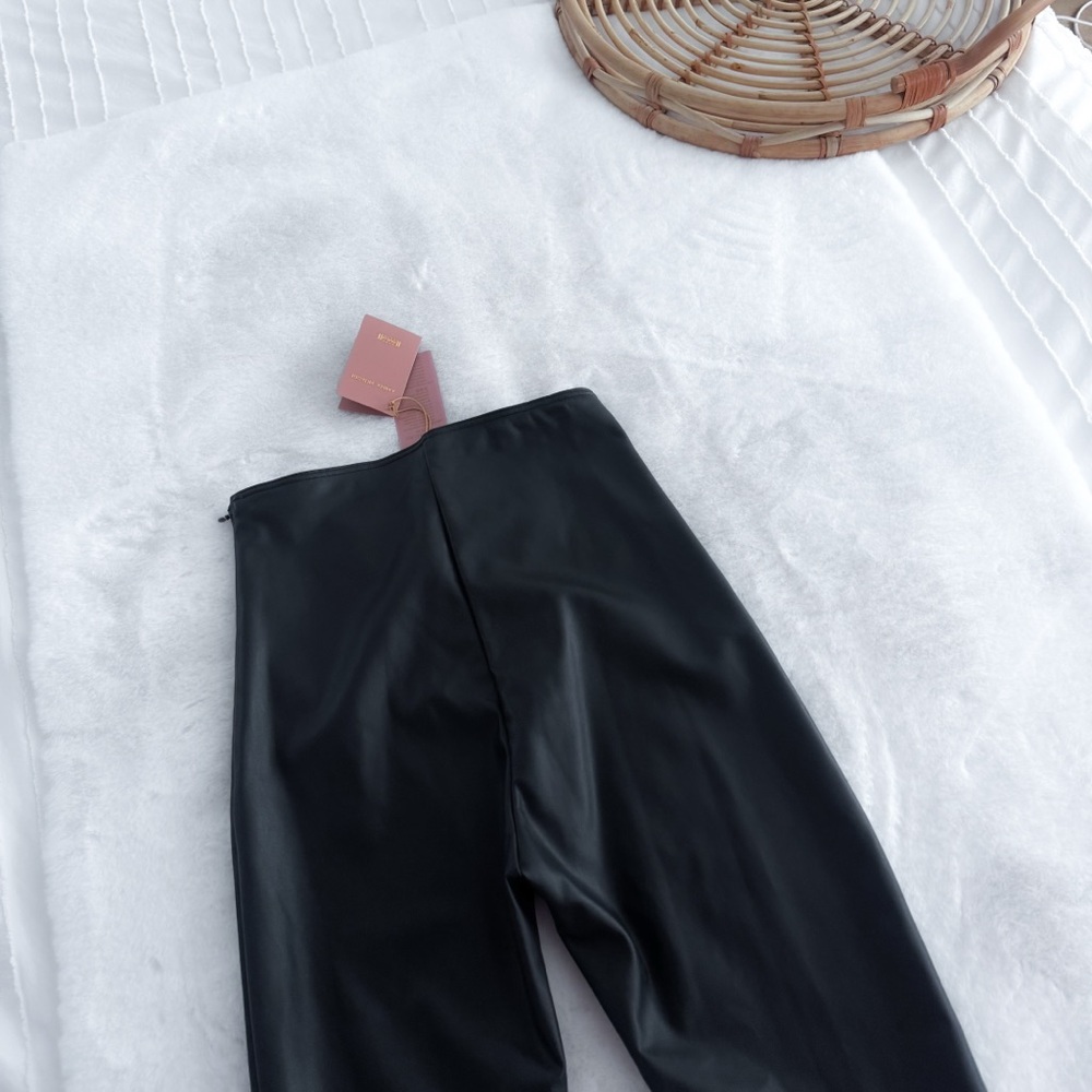 Wolford Amina Muaddi Faux Leather Leggings Stirrup Black NWT - Picture 6 of 13